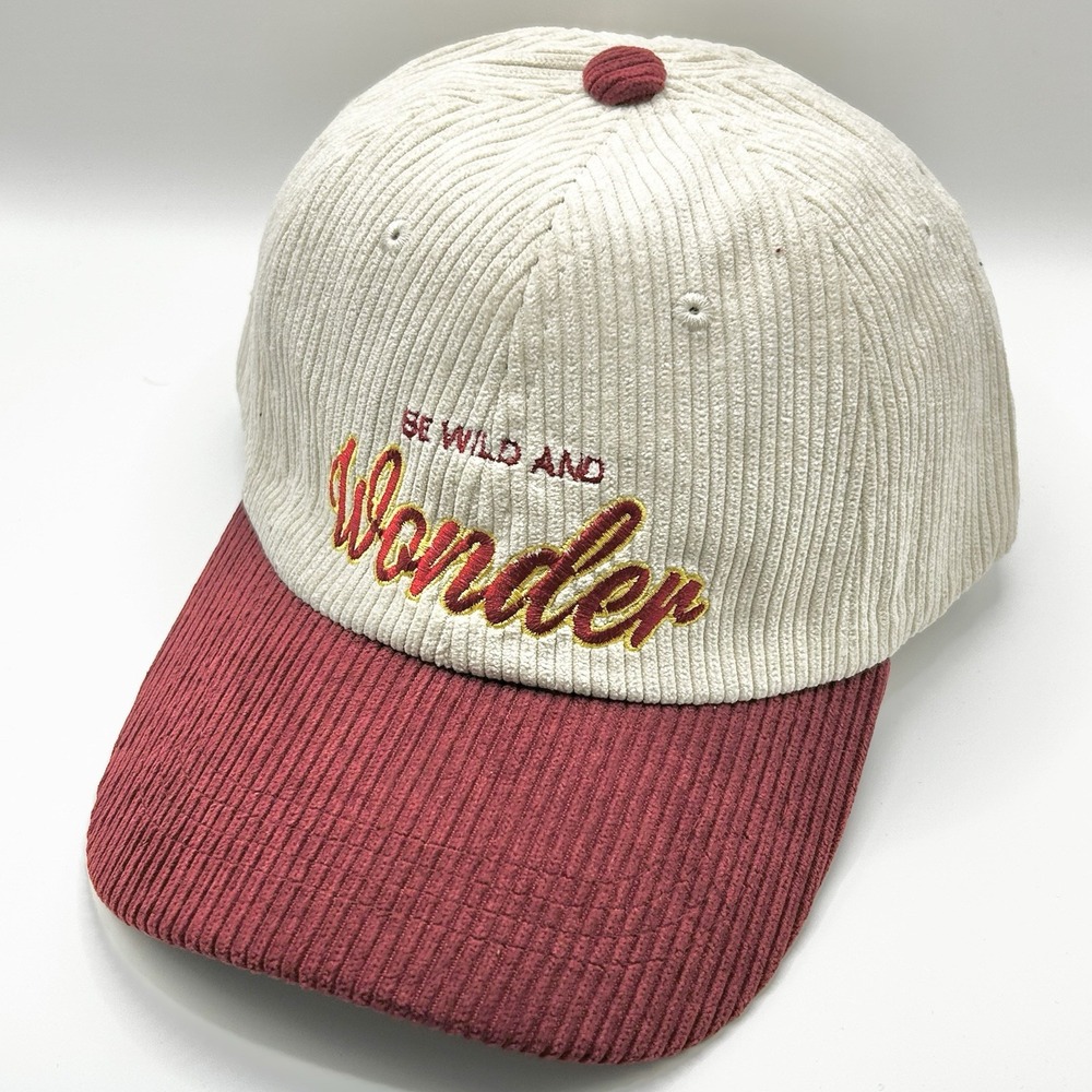 Be Wild And Wonder Corduroy 2-Tone Hat Cap Adjustable Strapback Beige Outdoors